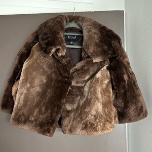 Brown faux fur crop jacket